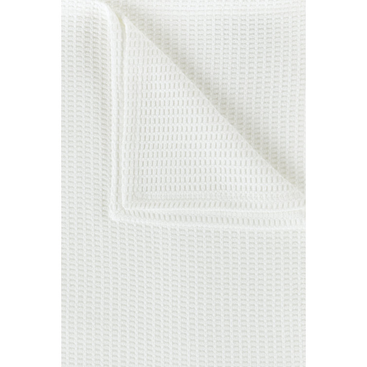 Luxurious Twin White Waffle Weave Cotton Throw Blanket