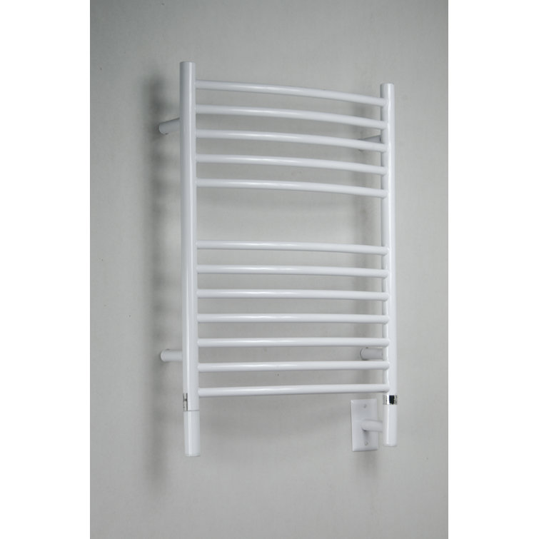 White Curved 12-Bar Stainless Steel Towel Warmer