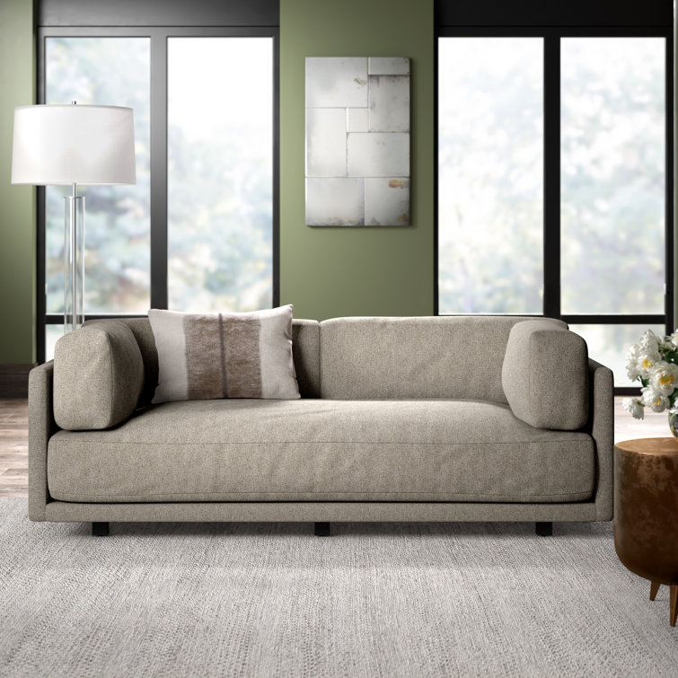 Kelso Charcoal 82" Cotton Blend Sofa with Wood Legs
