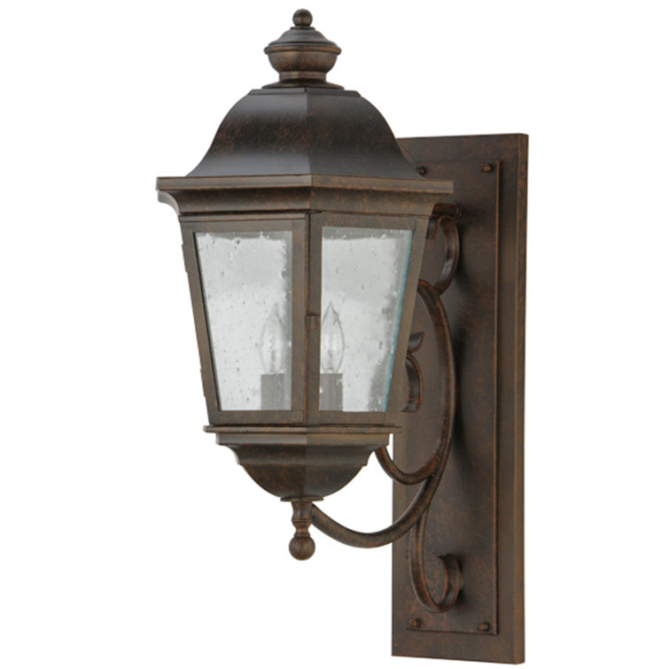 Cassandra Brown Iron Lantern Wall Sconce with Clear Glass