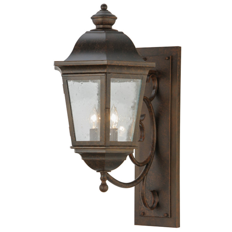Cassandra Brown Iron Lantern Wall Sconce with Clear Glass