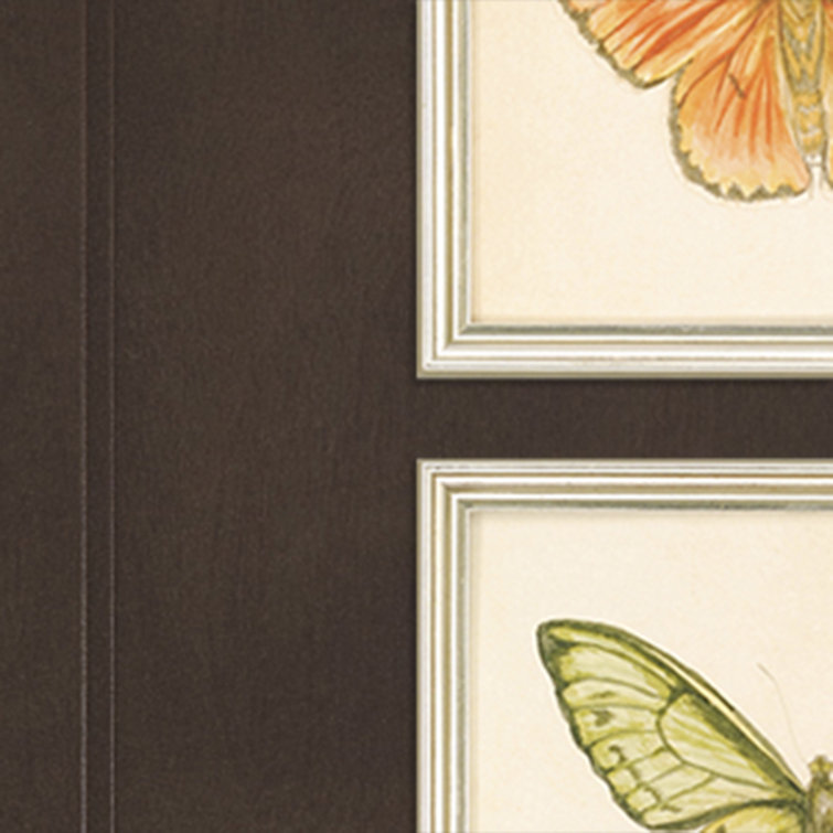 Set of 6 Butterfly Prints on Canvas with Silver Frames
