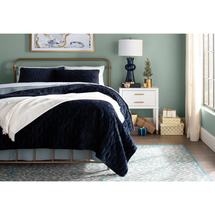Marbella Blue Beige Flat Woven Wool 8' x 10' Area Rug