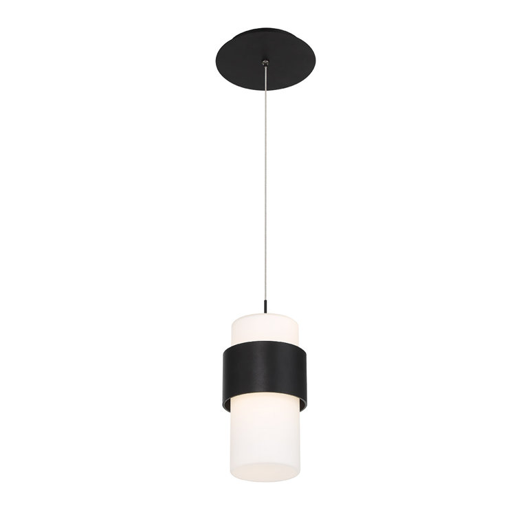 Sleek Black Mini LED Pendant with Etched Opal Glass