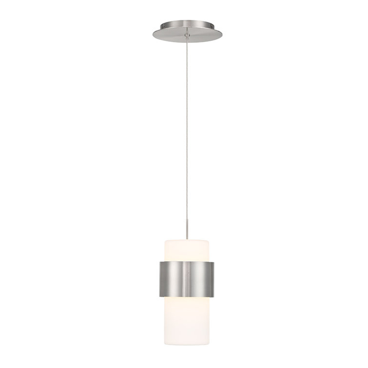 Brushed Nickel Glass LED Mini Pendant Light