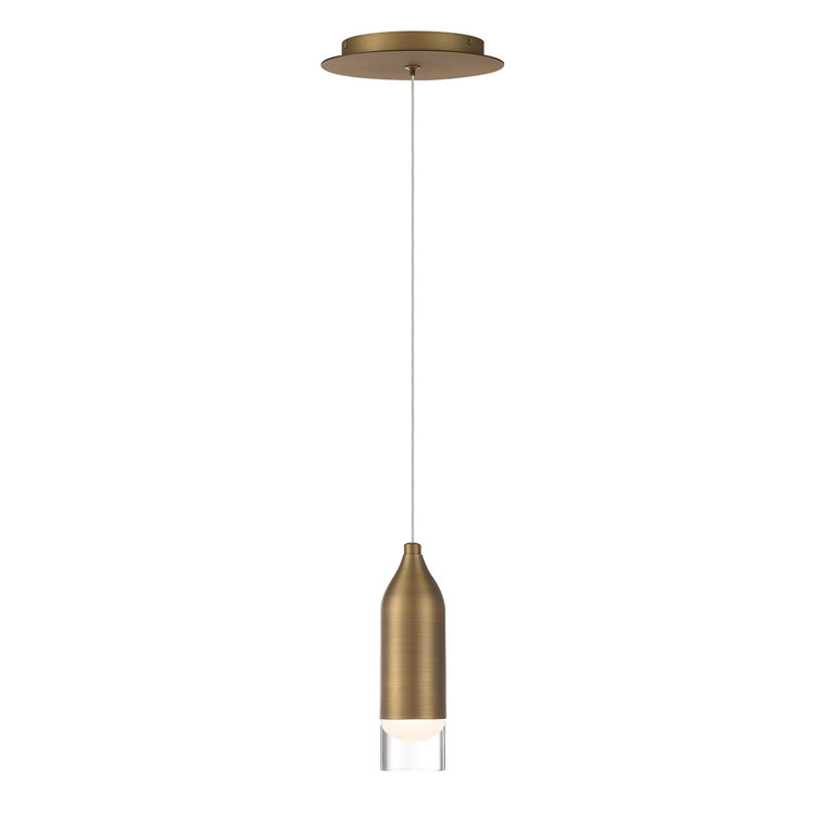 Aged Brass Mini LED Pendant Light with Glass Shade
