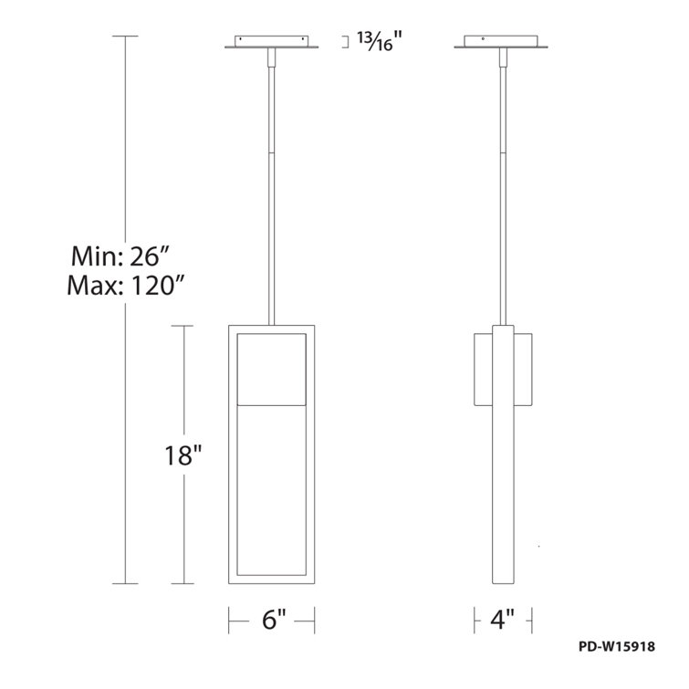 Black LED Indoor/Outdoor Pendant Light with Glass