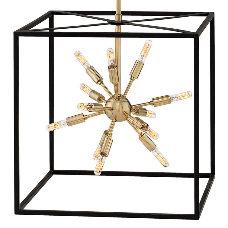 Aros Black Brass 36-Light Mid-Century Modern Chandelier