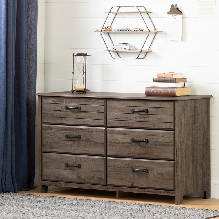 Fall Oak Double Dresser with 6 Extra Deep Drawers