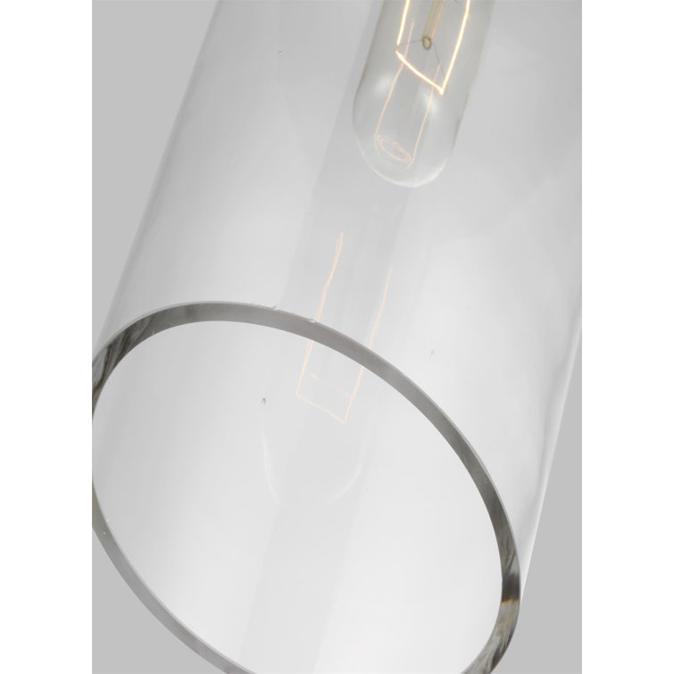 Burnished Brass and Clear Glass Cylinder Pendant Light