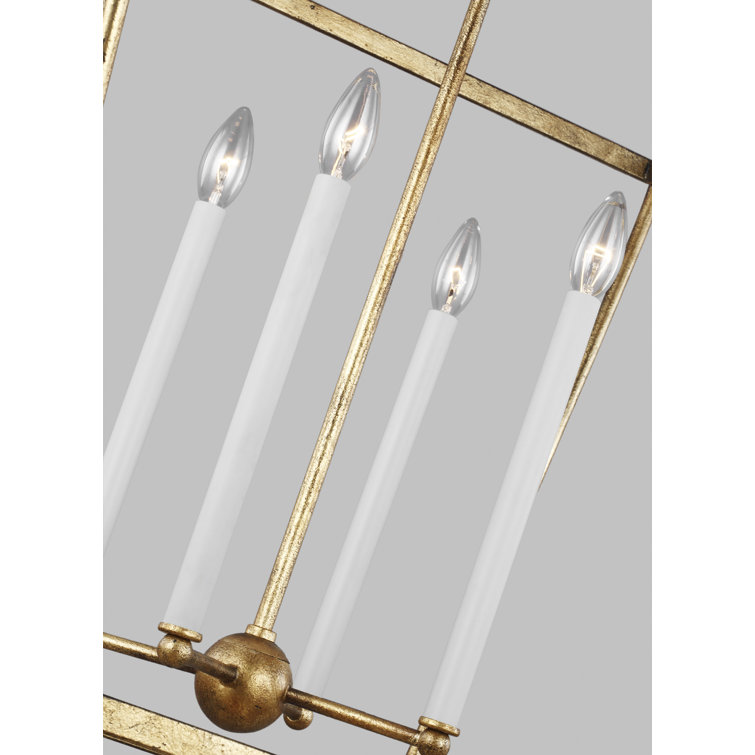 Antique Gild 4-Light Glass Lantern Chandelier