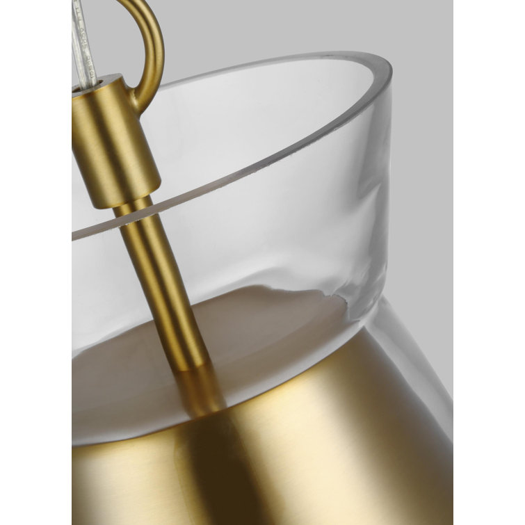 Burnished Brass and Clear Glass Modern Pendant Light