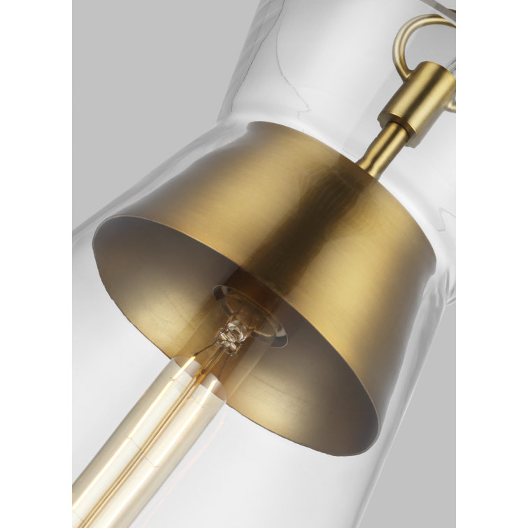Burnished Brass and Clear Glass Modern Pendant Light