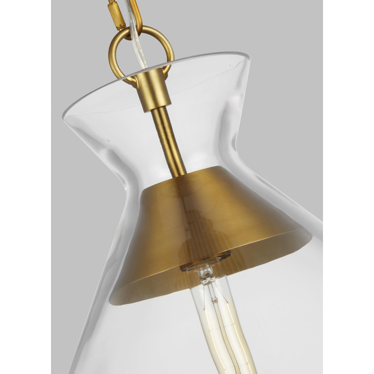 Burnished Brass and Clear Glass Modern Pendant Light