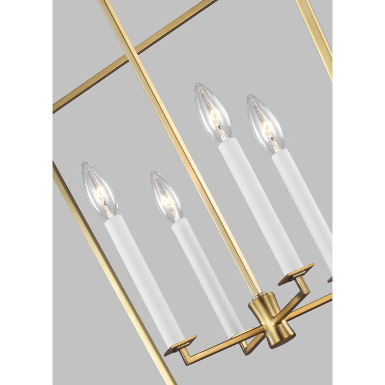 Burnished Brass 4-Light Geometric Lantern Chandelier