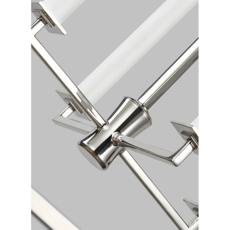 Polished Nickel 4-Light Geometric Lantern Chandelier