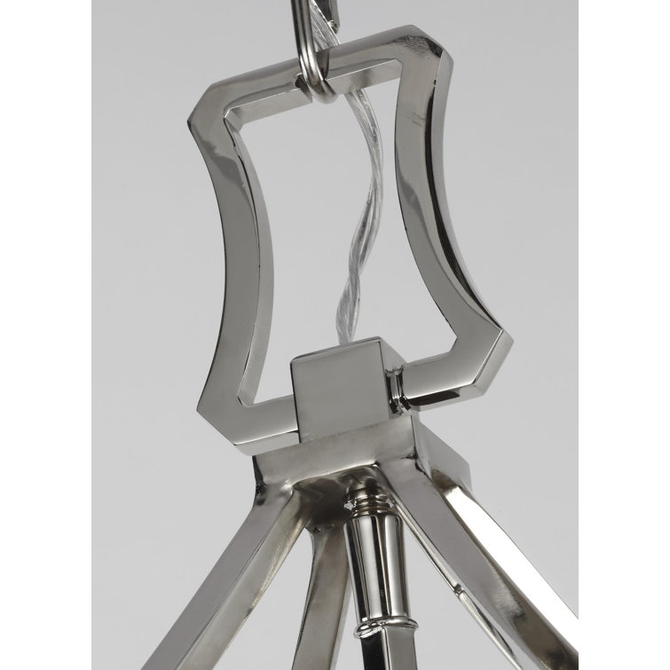 Polished Nickel 4-Light Geometric Lantern Chandelier