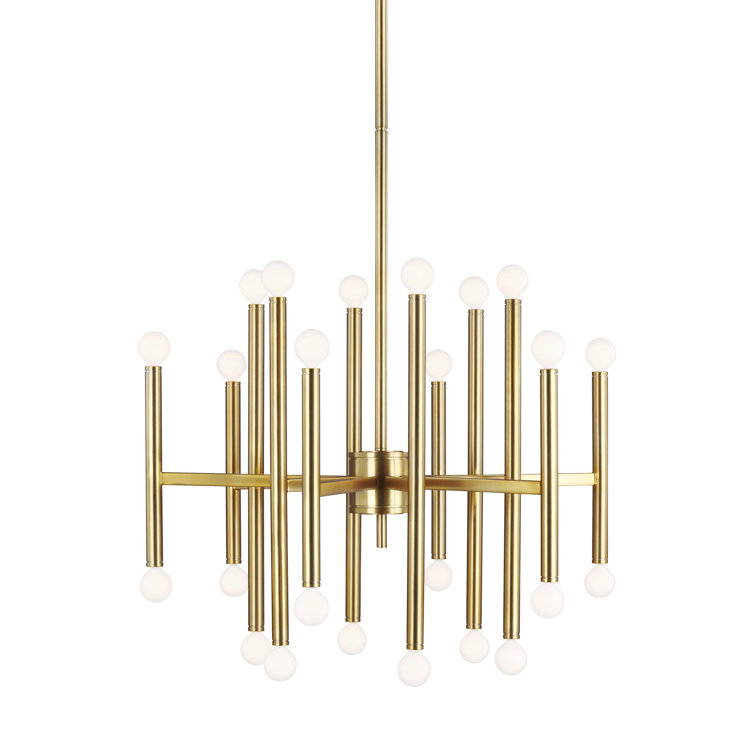 Beckham Art Deco Inspired 24-Light Multi-Tier Chandelier in Burnished Brass