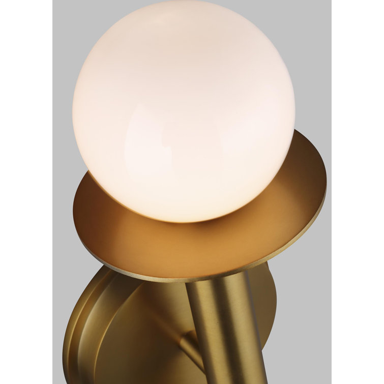 Burnished Brass Dimmable Wall Sconce with Milk White Globe