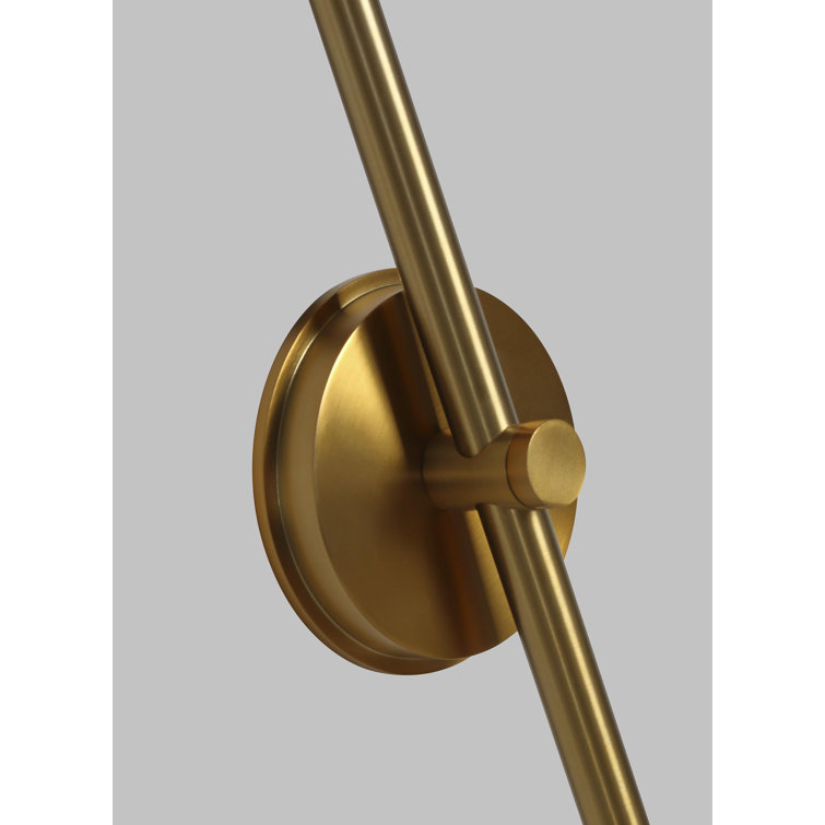 Burnished Brass Swing Arm Wall Sconce with Milk White Glass