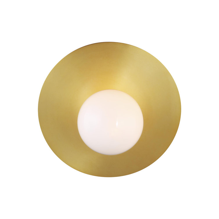 Elegance Globe LED Flush Mount in Burnished Brass and Milk White