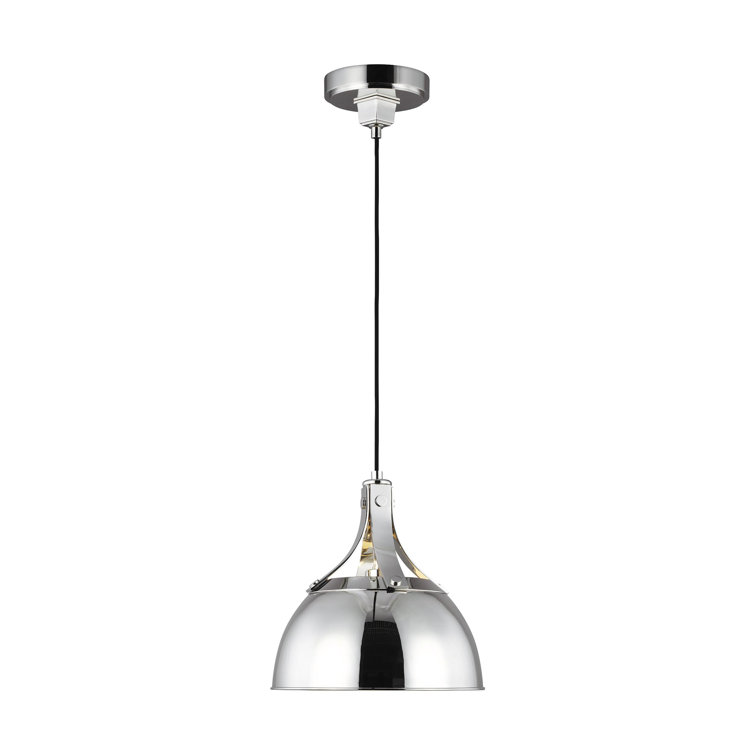 Logan Mini Bowl Pendant Light in Polished Nickel 12.25" H