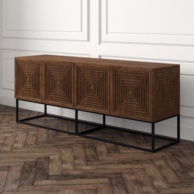 Lanon Elegance 80'' Dark Walnut Sideboard with Metal Accents