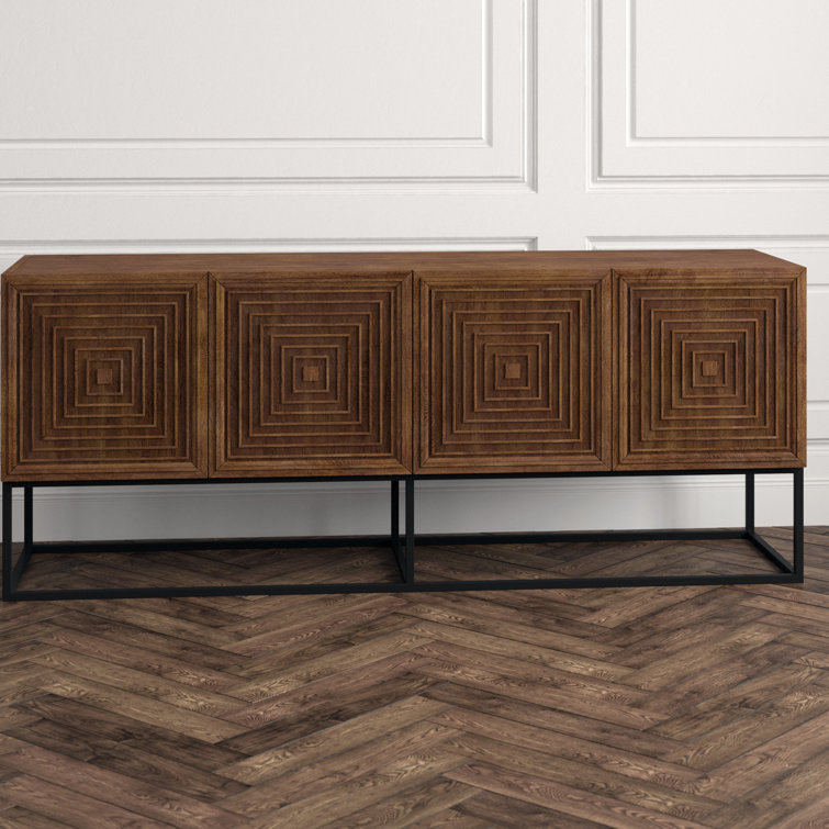Lanon Elegance 80'' Dark Walnut Sideboard with Metal Accents