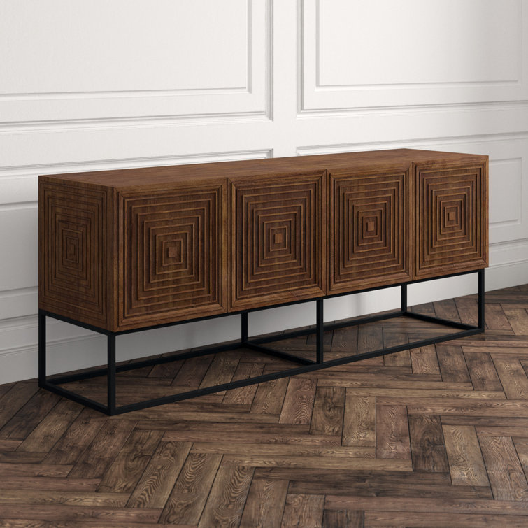 Lanon Elegance 80'' Dark Walnut Sideboard with Metal Accents