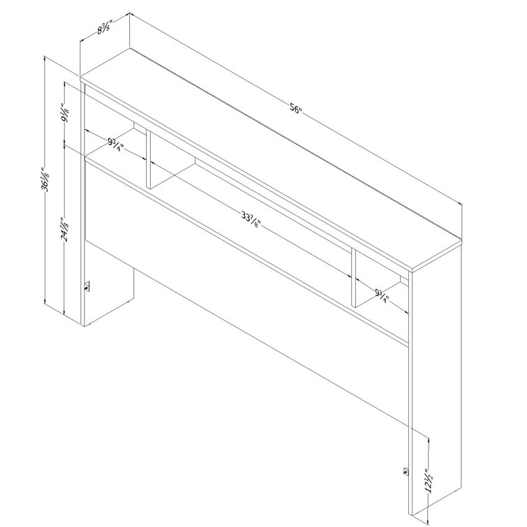 South Shore Spark Full White Bookcase Headboard with Storage