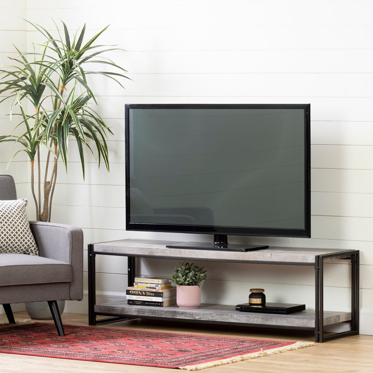 Driftwood Gray MDF and Metal TV Stand for 65" TVs