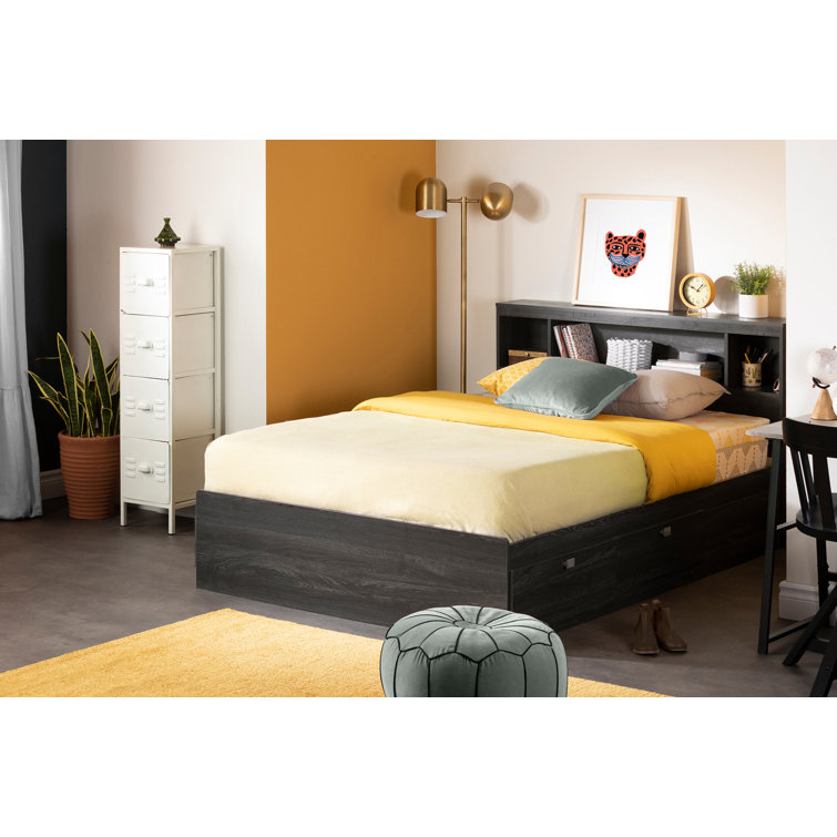 South Shore Spark Full White Bookcase Headboard with Storage