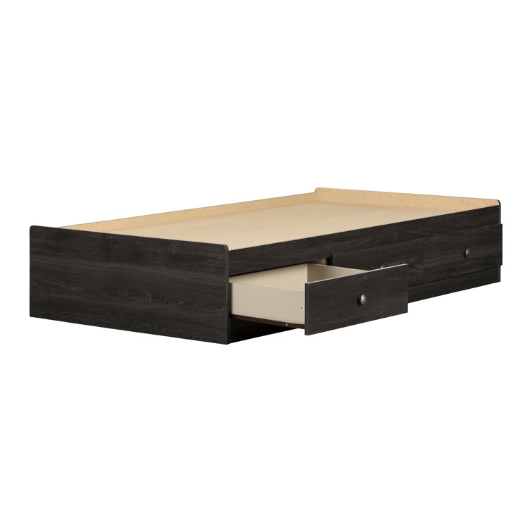 Gray Oak Twin Captain's Bed with 3 Drawers