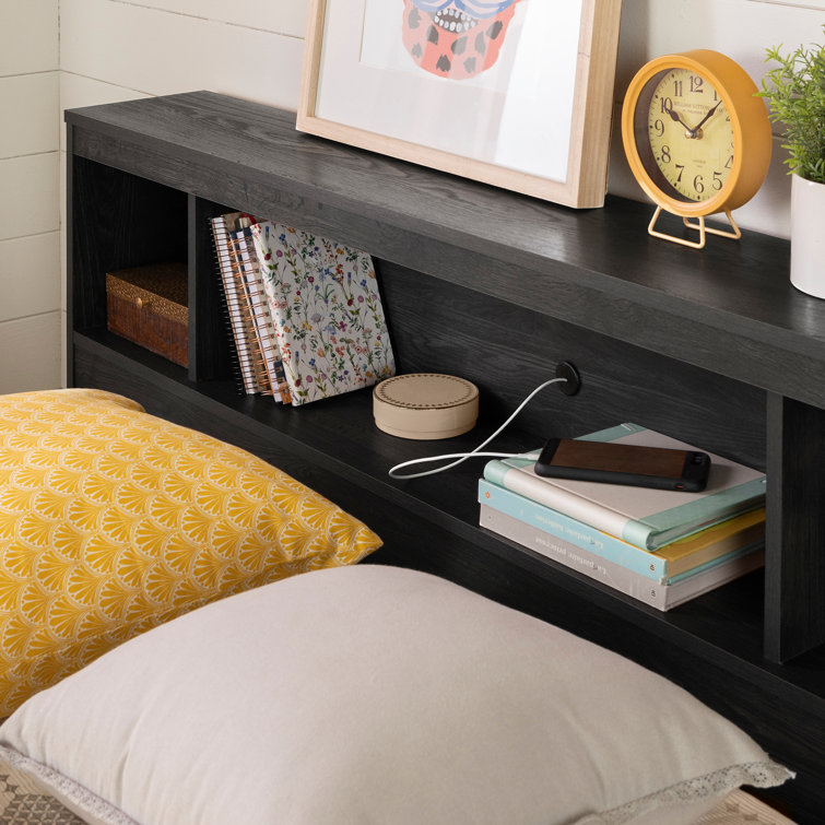 South Shore Spark Full White Bookcase Headboard with Storage