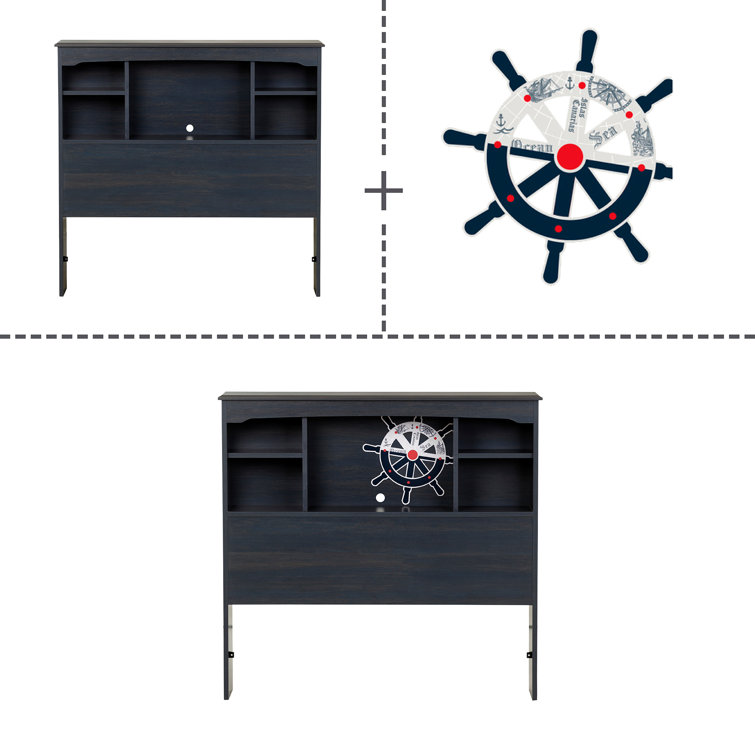 Blueberry Twin Wood Bookcase Headboard with Storage
