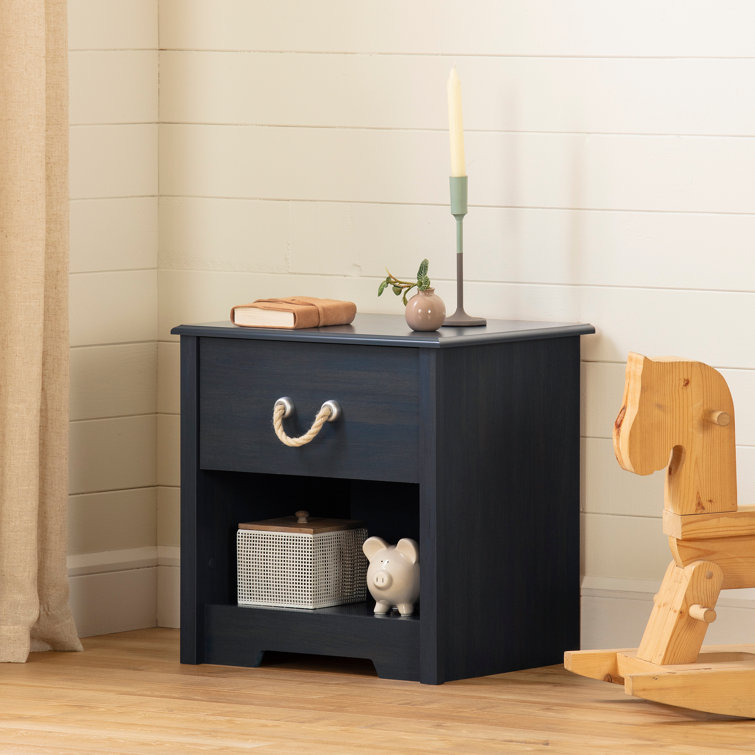 Navali Coastal Blueberry 1-Drawer Nightstand with Rope Handle
