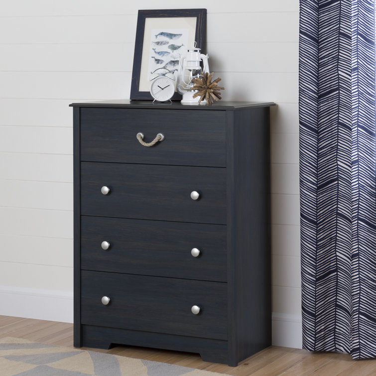 Blueberry Coastal 4-Drawer Chest with Rope Handle