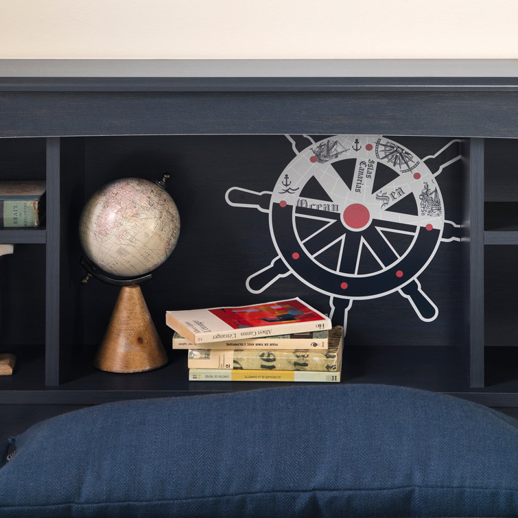 Blueberry Twin Wood Bookcase Headboard with Storage