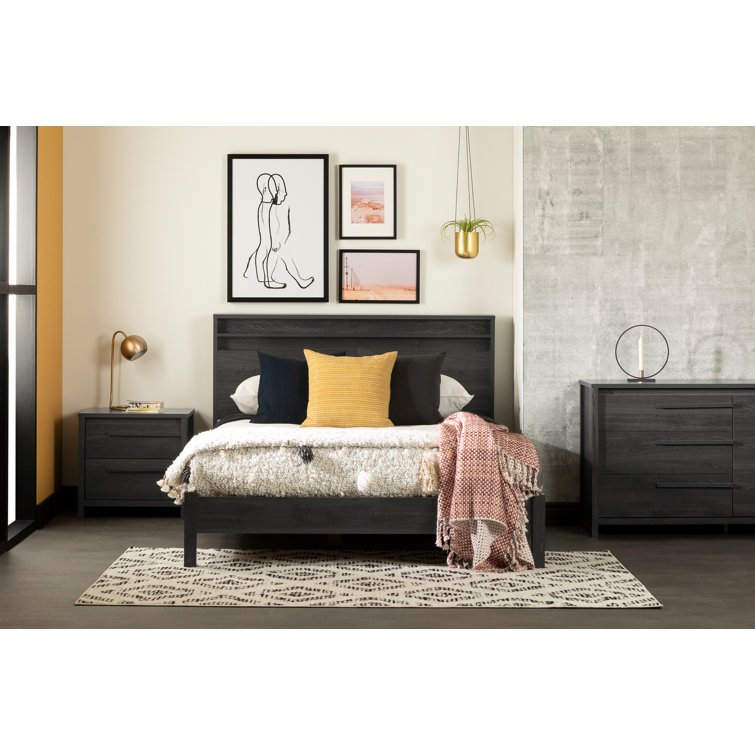 Gray Oak Queen Wood Frame Platform Bed