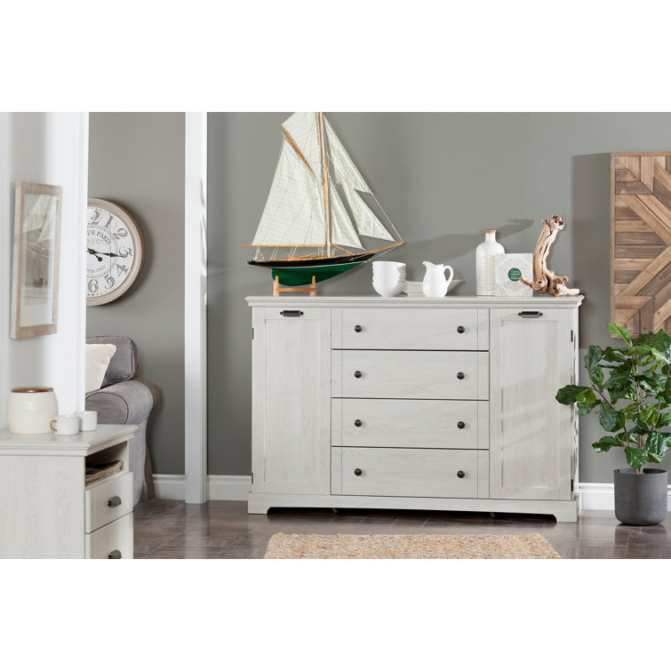 Winter Oak 4-Drawer Combo Dresser with Doors