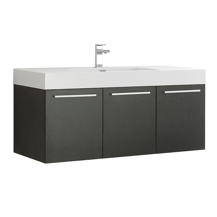 Vista 47" Black Wall-Mounted Vanity with Integrated Sink