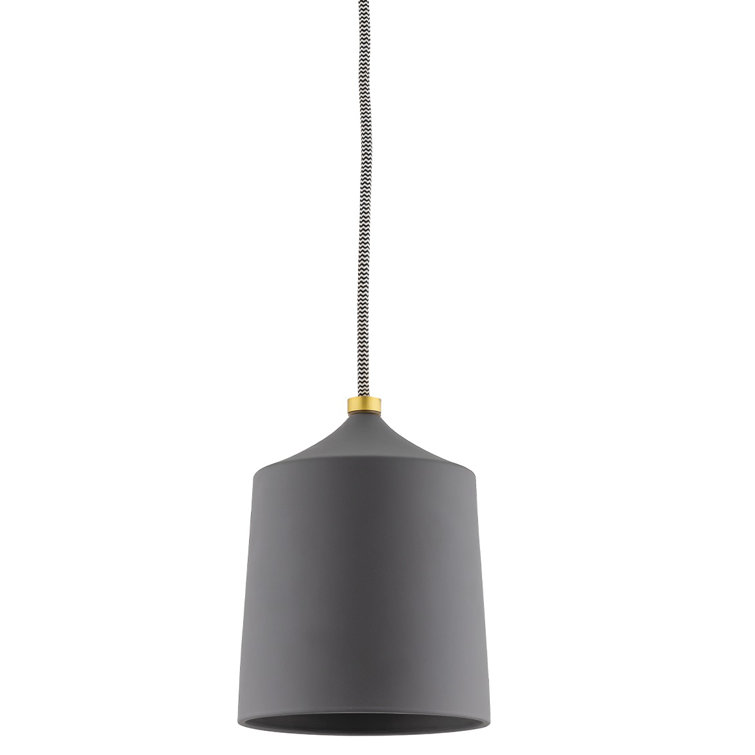 Luxe Aged Brass & Matte Black Ceramic Pendant Light