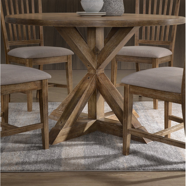 Transitional 48" Reclaimed Weathered Oak Round Dining Table