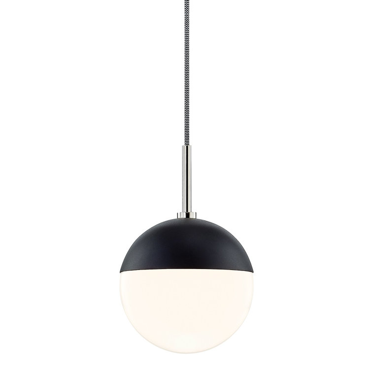 Renee Polished Nickel 1-Light Globe Pendant with Opal Glass Shade