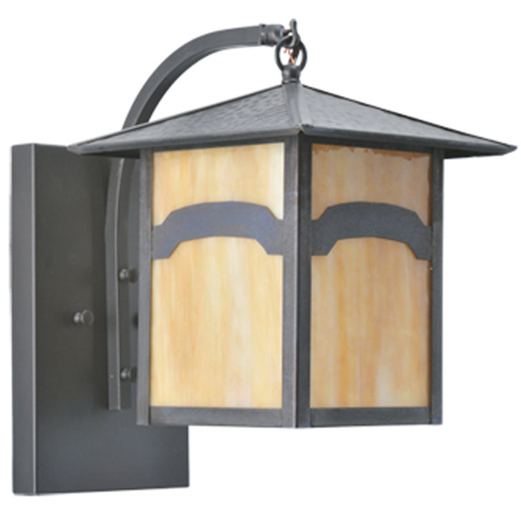 Craftsman Brown and Beige Glass Wall Sconce