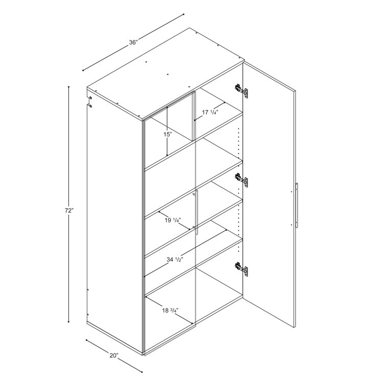 Willehad Single Storage Cabinet ( 72'' H x 36'' W x 20'' D)
