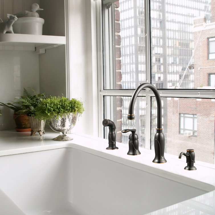 Oil Rubbed Bronze Kitchen Faucet with Sprayer and Soap Dispenser