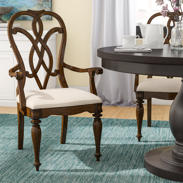 Leesburg Dark Wood Upholstered Arm Chair with Splatback
