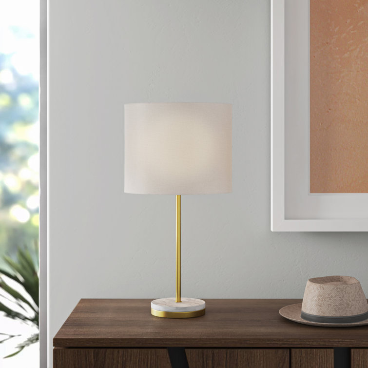 Versailles Matte Brass 19" Table Lamp with White Linen Shade