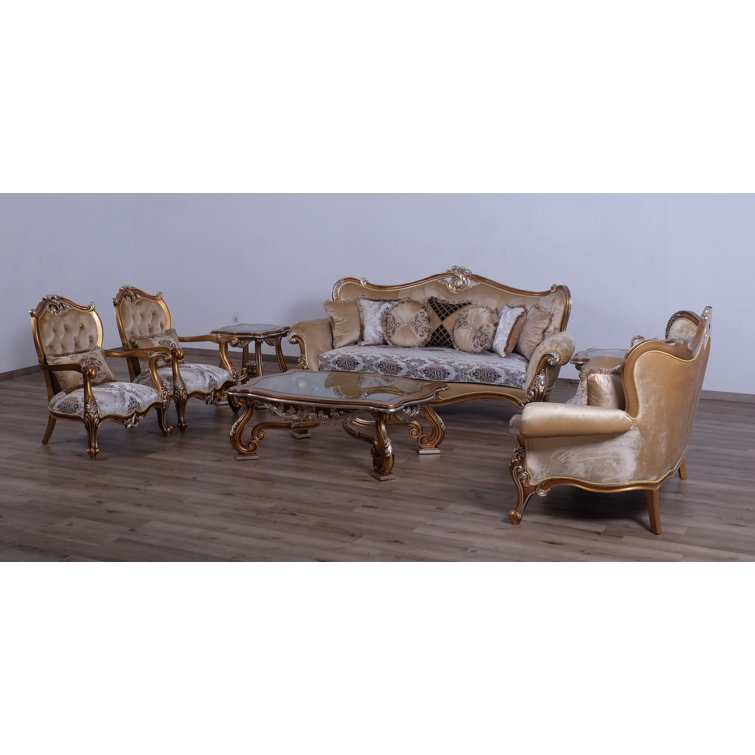 Augustus II Vintage Black Wood and Sand Fabric Armchair